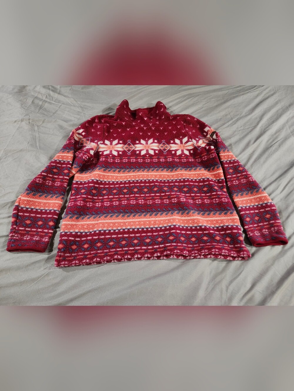 L.L. Bean Turtleneck Sweater in Red and Peach Size XL